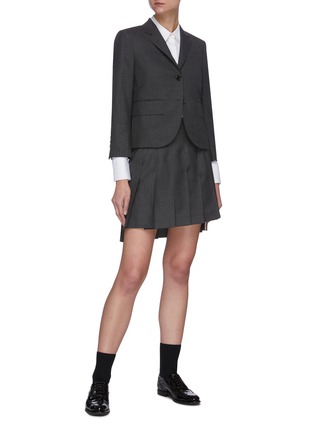 Figure View - Click To Enlarge - THOM BROWNE  - High-low hem pleated wool twill mini skirt