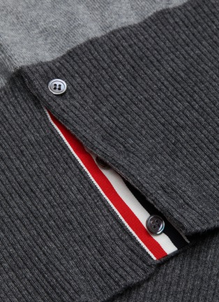  - THOM BROWNE  - Stripe sleeve colourblock cashmere cardigan