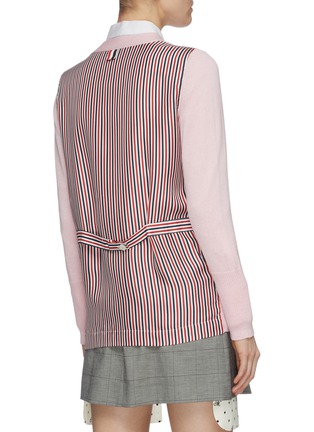 Back View - Click To Enlarge - THOM BROWNE  - Stripe silk back merino wool cardigan