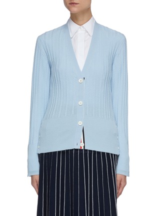 Main View - Click To Enlarge - THOM BROWNE  - Cable knit merino wool cardigan