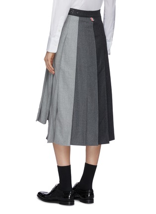 Back View - Click To Enlarge - THOM BROWNE  - 'Funmix' contrast panel pleat wool skirt