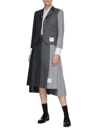 Figure View - Click To Enlarge - THOM BROWNE  - 'Funmix' contrast panel pleat wool skirt