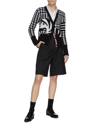 Figure View - Click To Enlarge - THOM BROWNE  - Zebra jacquard cashmere cardigan