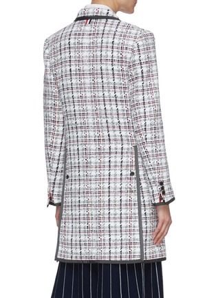 Back View - Click To Enlarge - THOM BROWNE  - Chesterfield plaid frayed overcoat