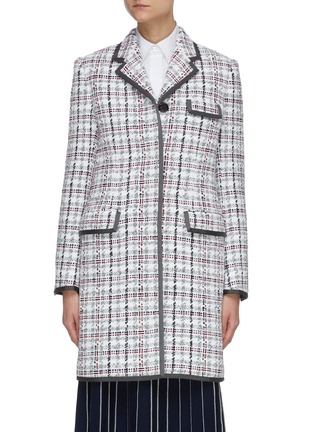 Main View - Click To Enlarge - THOM BROWNE  - Chesterfield plaid frayed overcoat