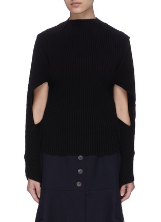 Main View - Click To Enlarge - VICTORIA BECKHAM - Cut Out Sleeve Turtleneck Sweater