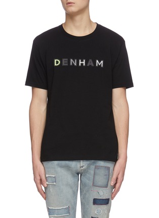 Main View - Click To Enlarge - DENHAM - Neon logo print crewneck T-shirt