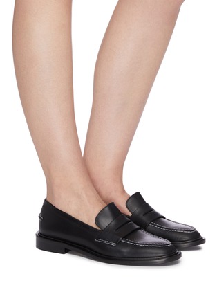 Figure View - Click To Enlarge - ATP ATELIER - Monti' contrast stitching leather loafers