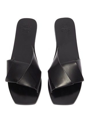 Detail View - Click To Enlarge - ATP ATELIER - 'Carpari' knot square toe leather flat sandals