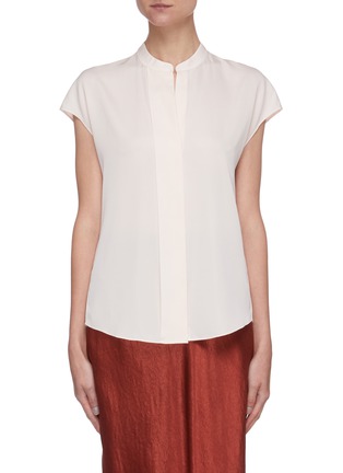 Main View - Click To Enlarge - VINCE - Cap sleeve V-neck silk-blend blouse