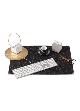 Detail View - Click To Enlarge - SLASH OBJECTS - Brass Corner Rubber Desk Mat – Speckled Black
