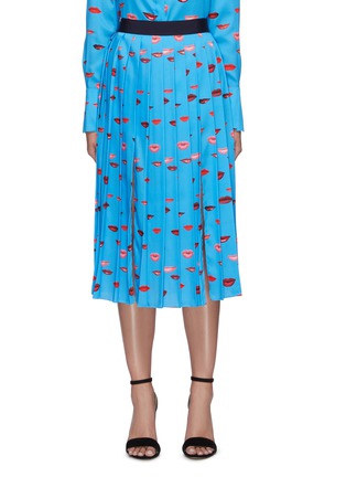 Main View - Click To Enlarge - VICTORIA, VICTORIA BECKHAM - Lips print pleated midi skirt
