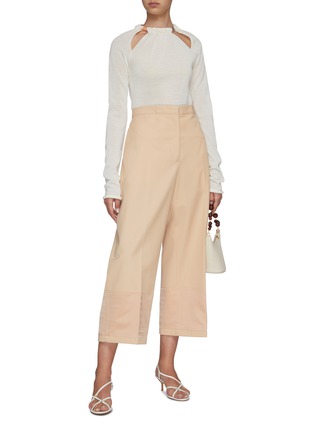 Figure View - Click To Enlarge - JIL SANDER - Graphic band hem crop tailored pants