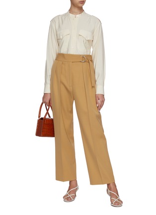 Figure View - Click To Enlarge - JIL SANDER - Belted waist pleat tailored pants