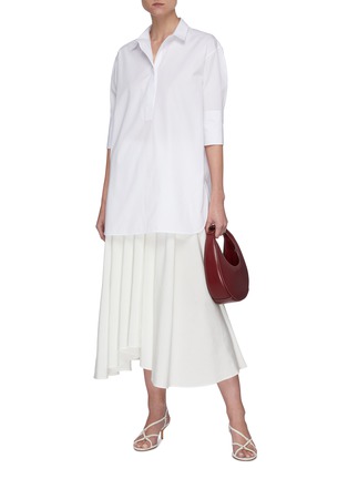 Figure View - Click To Enlarge - JIL SANDER - Elbow length sleeve cotton shirt