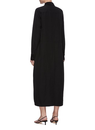 Back View - Click To Enlarge - JIL SANDER - Pleated long sleeve shirt dress