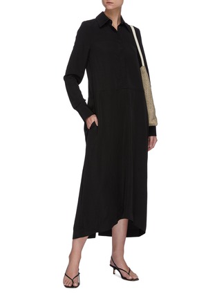 Figure View - Click To Enlarge - JIL SANDER - Pleated long sleeve shirt dress