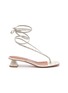 Main View - Click To Enlarge - AMINA MUADDI - Zula clear PVC band strappy snake-embossed leather heeled sandals