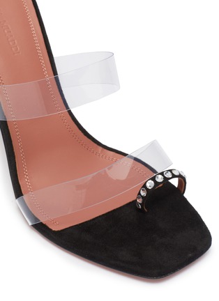 Detail View - Click To Enlarge - AMINA MUADDI - Sami crystal toe ring clear strap heeled sandals