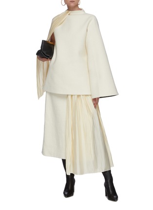 Figure View - Click To Enlarge - JIL SANDER - Assymetric Drape Plisse Pannel Skirt