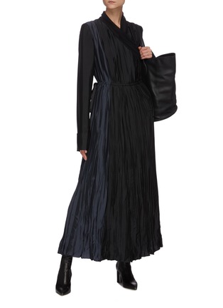 Figure View - Click To Enlarge - JIL SANDER - Wrap Front Gathered Waist Pleated Dress