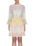 Main View - Click To Enlarge - NEEDLE & THREAD - 'Chakra' rainbow sequin embellished long sleeve tulle mini dress