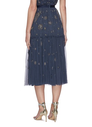 Back View - Click To Enlarge - NEEDLE & THREAD - Galaxy stars bead embellished midi skirt