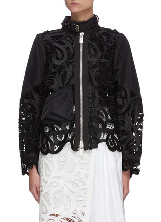 Main View - Click To Enlarge - SACAI - Paisley lace buckle neck panel jacket