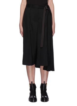 Main View - Click To Enlarge - SACAI - Pleated side tailored belted culotte pants