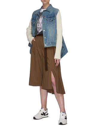 Figure View - Click To Enlarge - SACAI - Pleated side tailored belted culotte pants