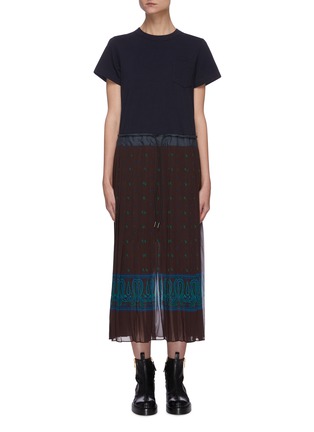 Main View - Click To Enlarge - SACAI - Bandana print pleated skirt dress
