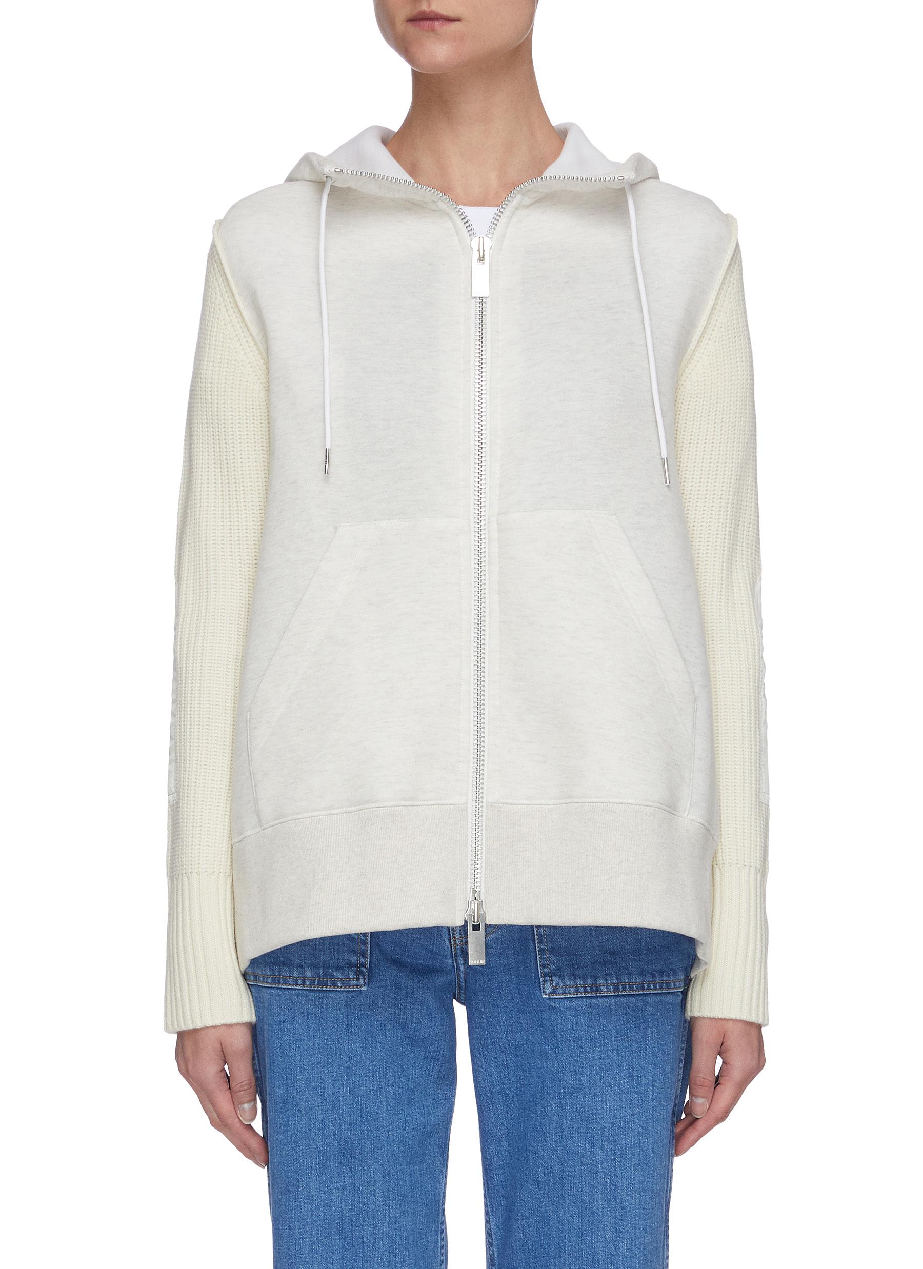 ribbed zip up hoodie