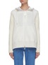 Main View - Click To Enlarge - SACAI - Rib knit sleeve zip front fishtail hoodie