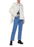 Figure View - Click To Enlarge - SACAI - Rib knit sleeve zip front fishtail hoodie