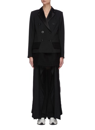 Main View - Click To Enlarge - SACAI - Elongated hem double breasted blazer