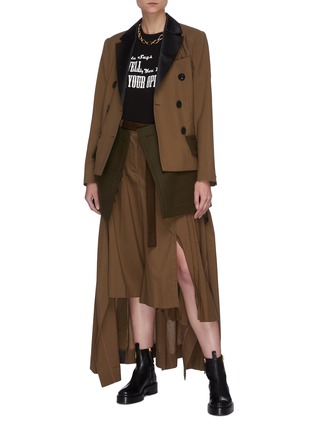 Figure View - Click To Enlarge - SACAI - Elongated hem double breasted blazer