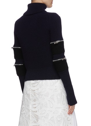 Back View - Click To Enlarge - SACAI - Zip sleeve turtleneck rib knit top