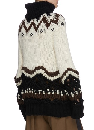 Back View - Click To Enlarge - SACAI - Tribal turtleneck crochet knit sweater