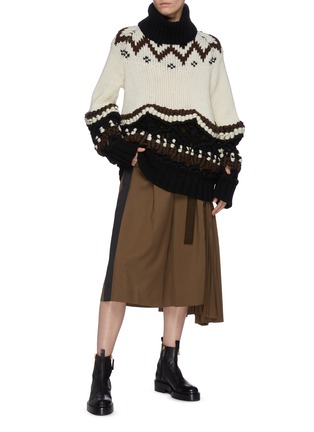 Figure View - Click To Enlarge - SACAI - Tribal turtleneck crochet knit sweater