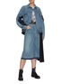Figure View - Click To Enlarge - SACAI - Contrast pleated side denim culotte pants