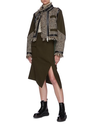 Figure View - Click To Enlarge - SACAI - Slit twisted melton wool skirt