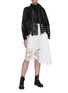 Figure View - Click To Enlarge - SACAI - Paisley lace panel pleated midi skirt