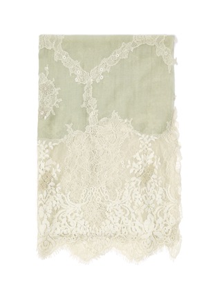 Detail View - Click To Enlarge - LANE'S - Floral lace silk wool blend scarf