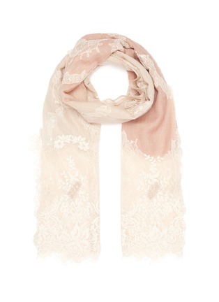 Main View - Click To Enlarge - LANE'S - Floral lace silk wool blend scarf