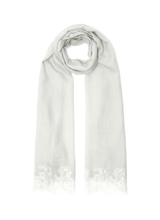 Main View - Click To Enlarge - LANE'S - Lace trim cashmere silk blend scarf