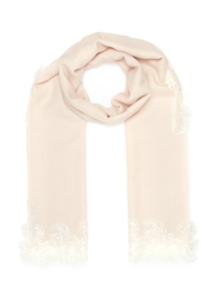 Main View - Click To Enlarge - LANE'S - Lace trim cashmere silk blend scarf