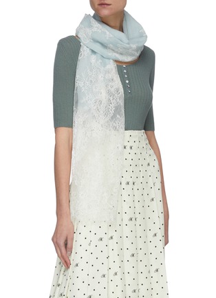 Figure View - Click To Enlarge - LANE'S - Floral lace wool silk blend scarf