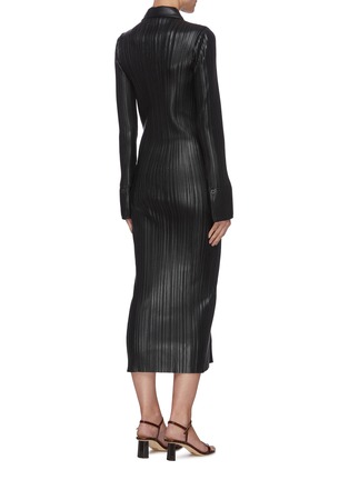 Back View - Click To Enlarge - NANUSHKA - 'Adrie' pleated collar long sleeve vegan leather dress