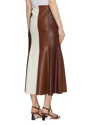 Back View - Click To Enlarge - NANUSHKA - 'Artem' fluted patchwork vegan leather skirt