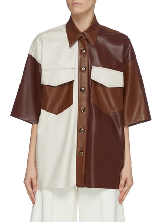 Main View - Click To Enlarge - NANUSHKA - 'Roque' patchwork vegan leather shirt